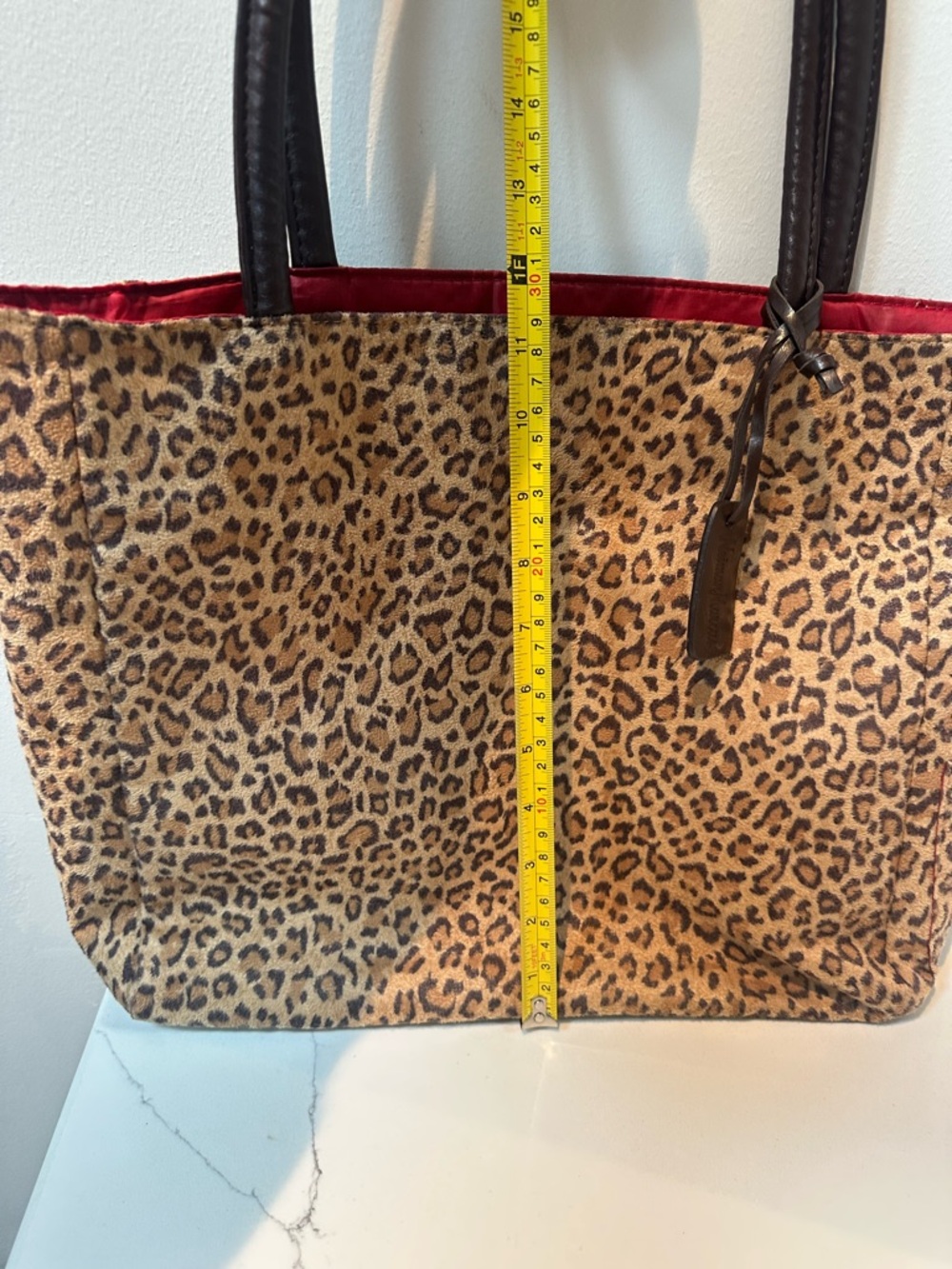 Neiman Marcus Leopard Print Tote Bag with Dark Brown Handles and leather tag - Picture 11 of 11